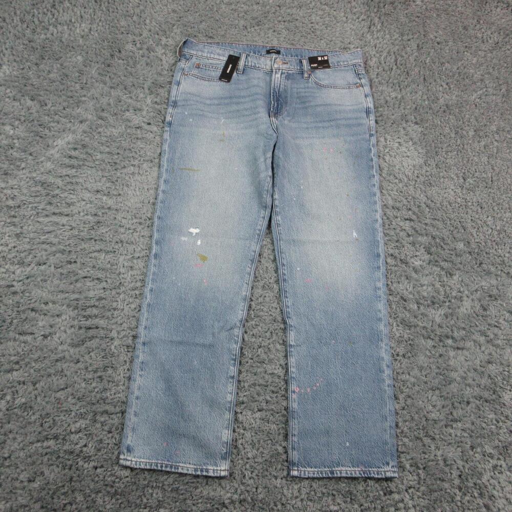 Express Jeans Mens 36x32 Blue Light Wash Straight Stretch Denim 38x30* NWT